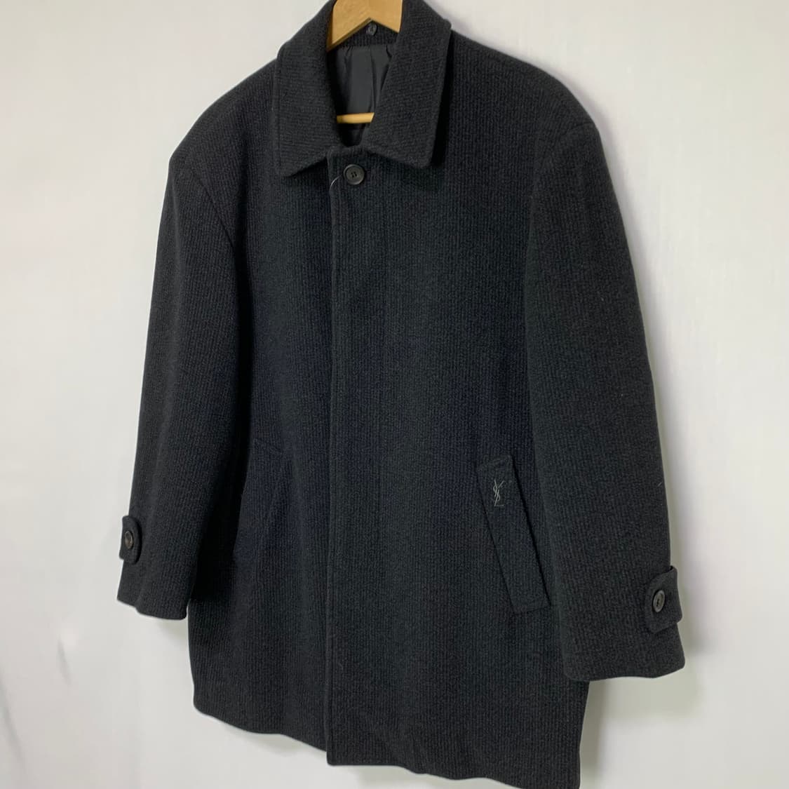 입생로랑 뿌르 옴므 빈티지 모직 하프 코트 차콜 상품이미지2