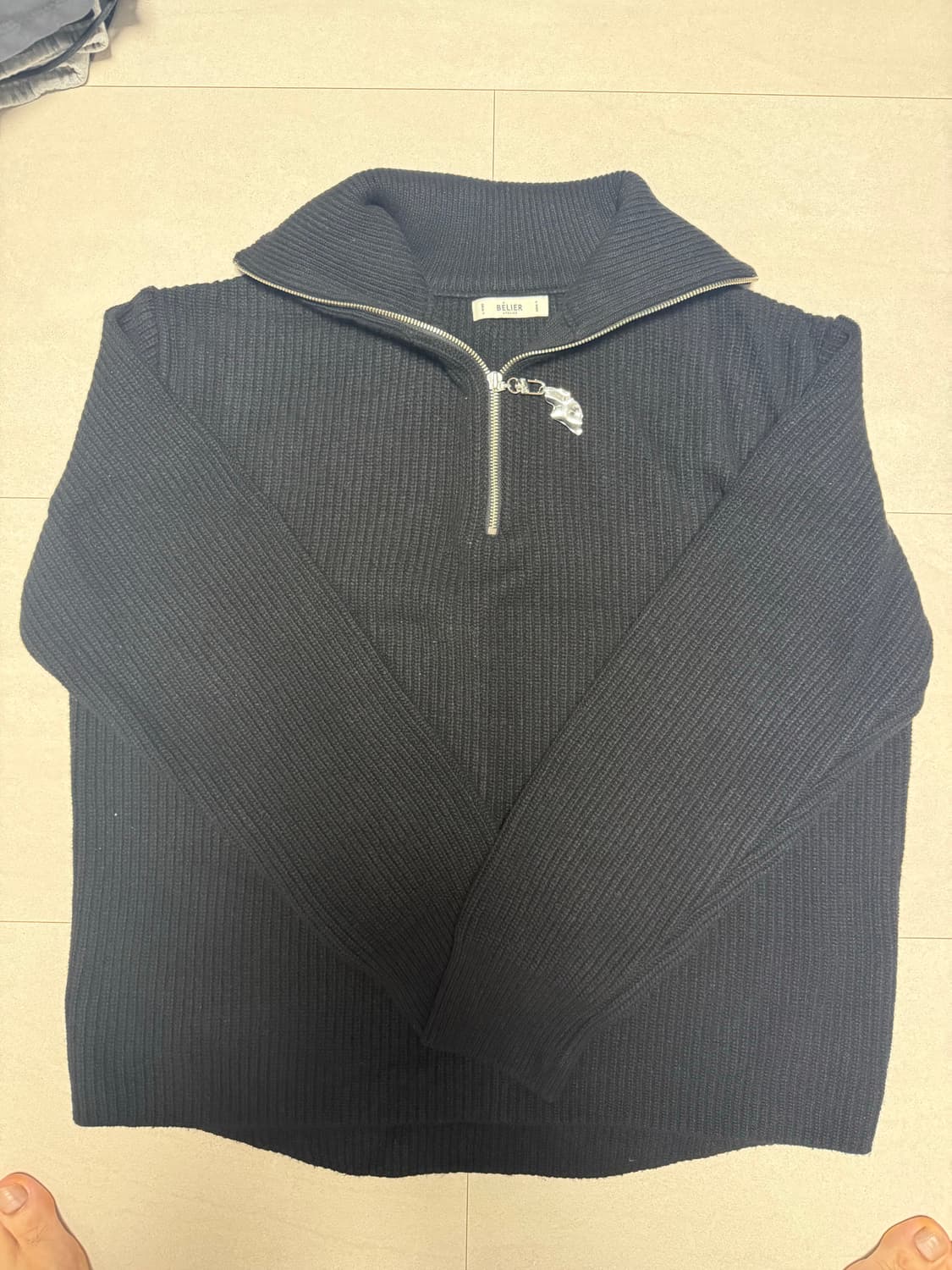 벨리에 짚업 니트 라지사이즈 상품이미지1