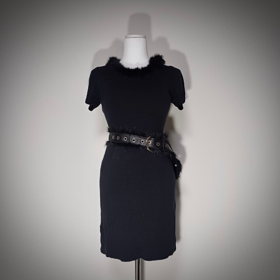 오네갸루 반팔 니트 딱붙원피스 고스 고딕 상품이미지1