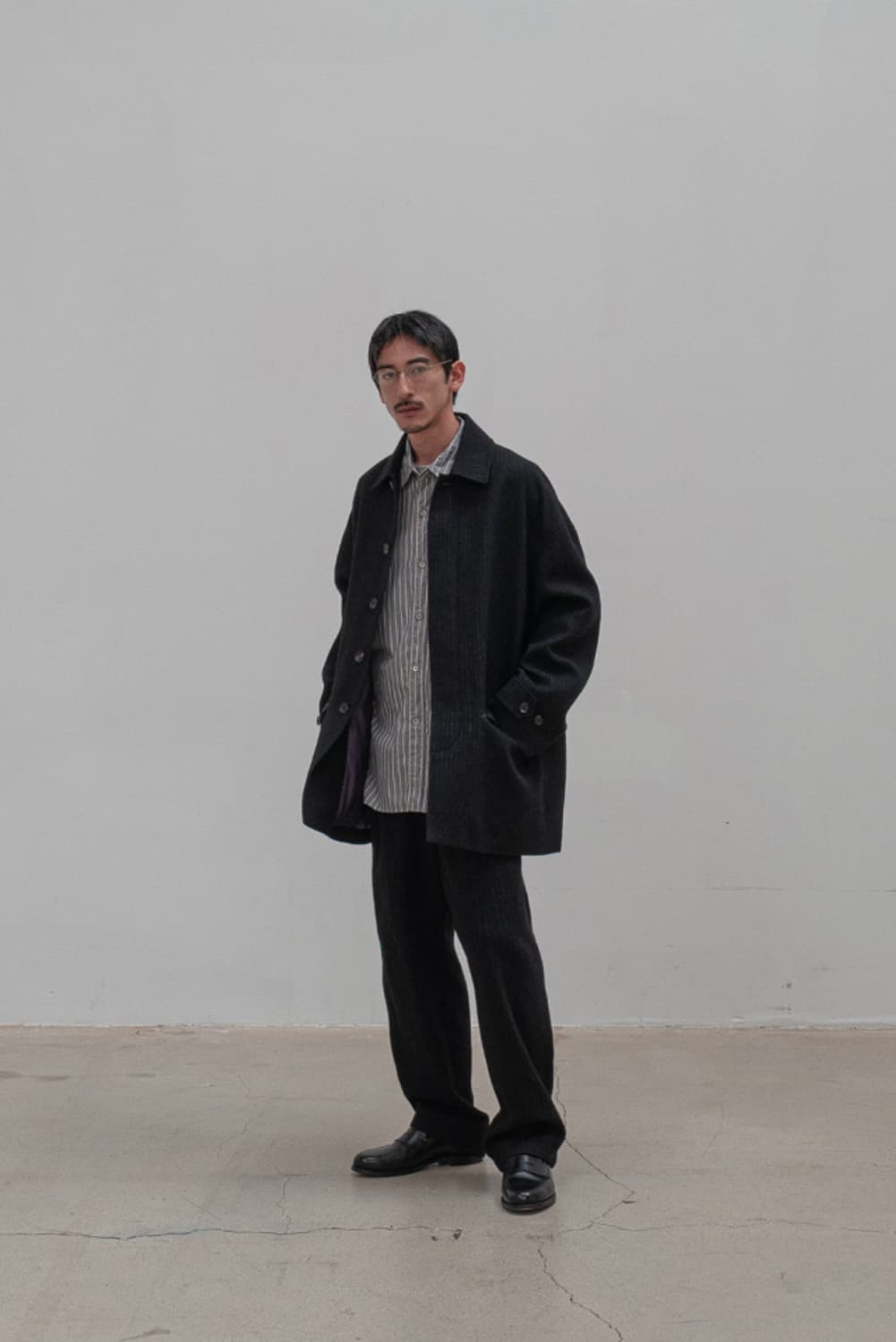아워셀브스 midloom short mac coat pin stripe 상품이미지2