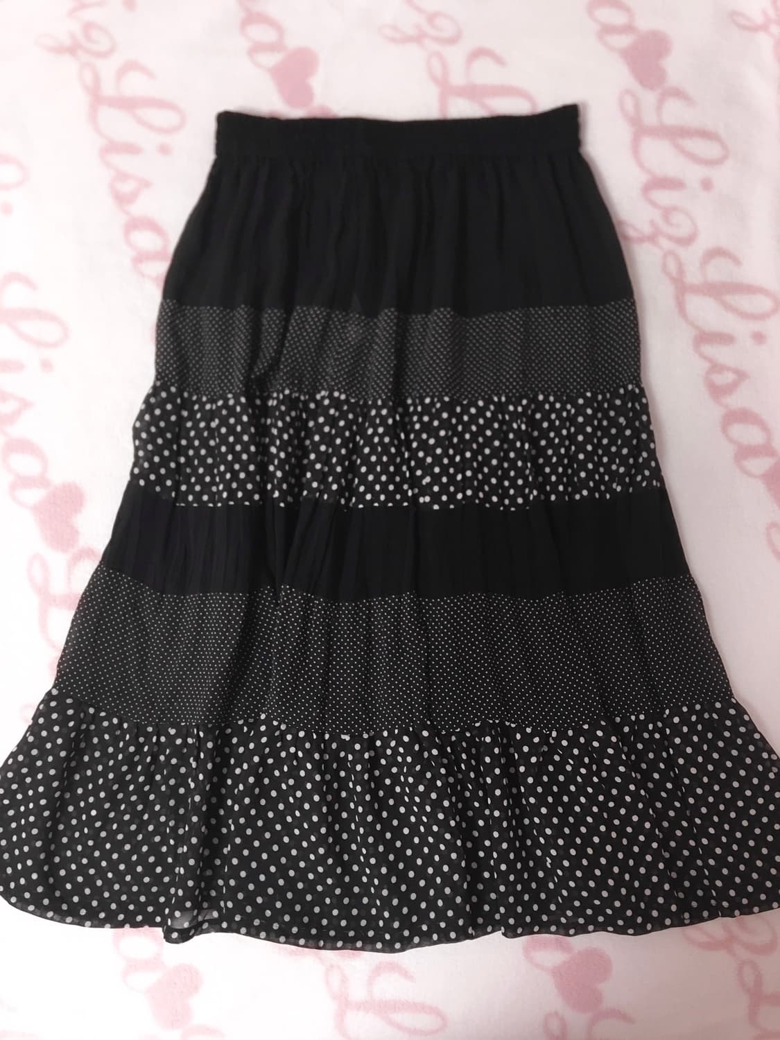 블랙 도트 패치 캉캉 롱스커트 히메갸루 오네갸루 리즈리사 트랄라라 상품이미지1