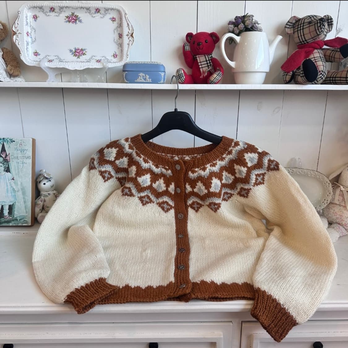 빈티지 패턴 울 가디건 상품이미지3