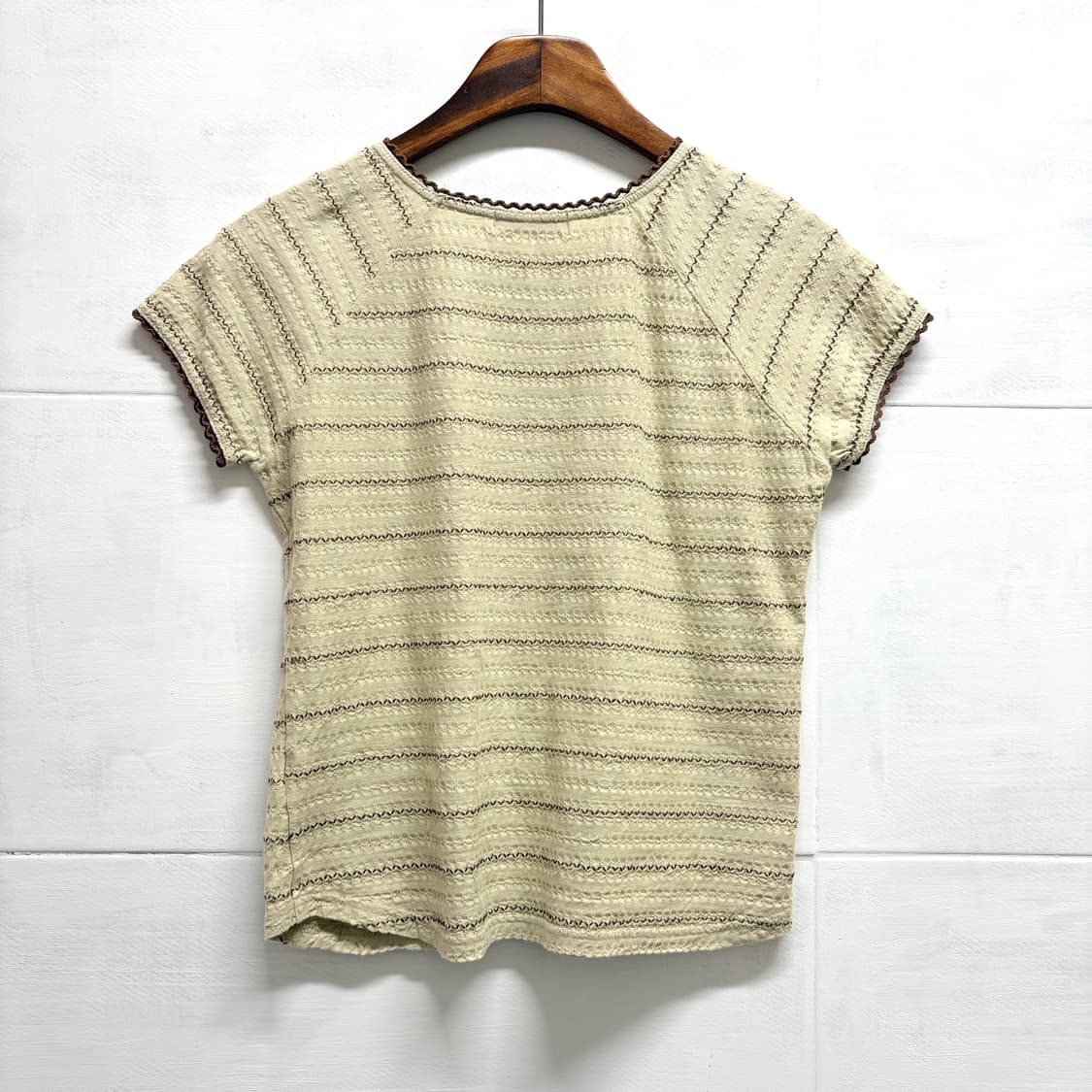 current topics 코튼 모리걸 자수 반팔 티 M JPN 상품이미지4