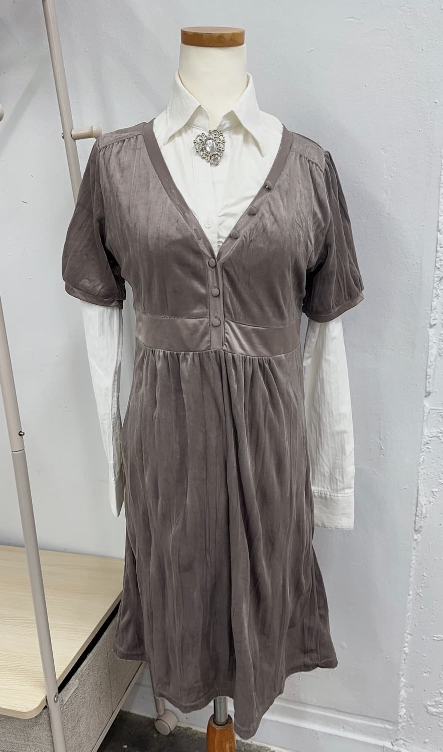 🍫쇼콜라 슈슈룬 벨벳 코디세트 🍫 양산형 하트브로치 일본빈티지 상품이미지4