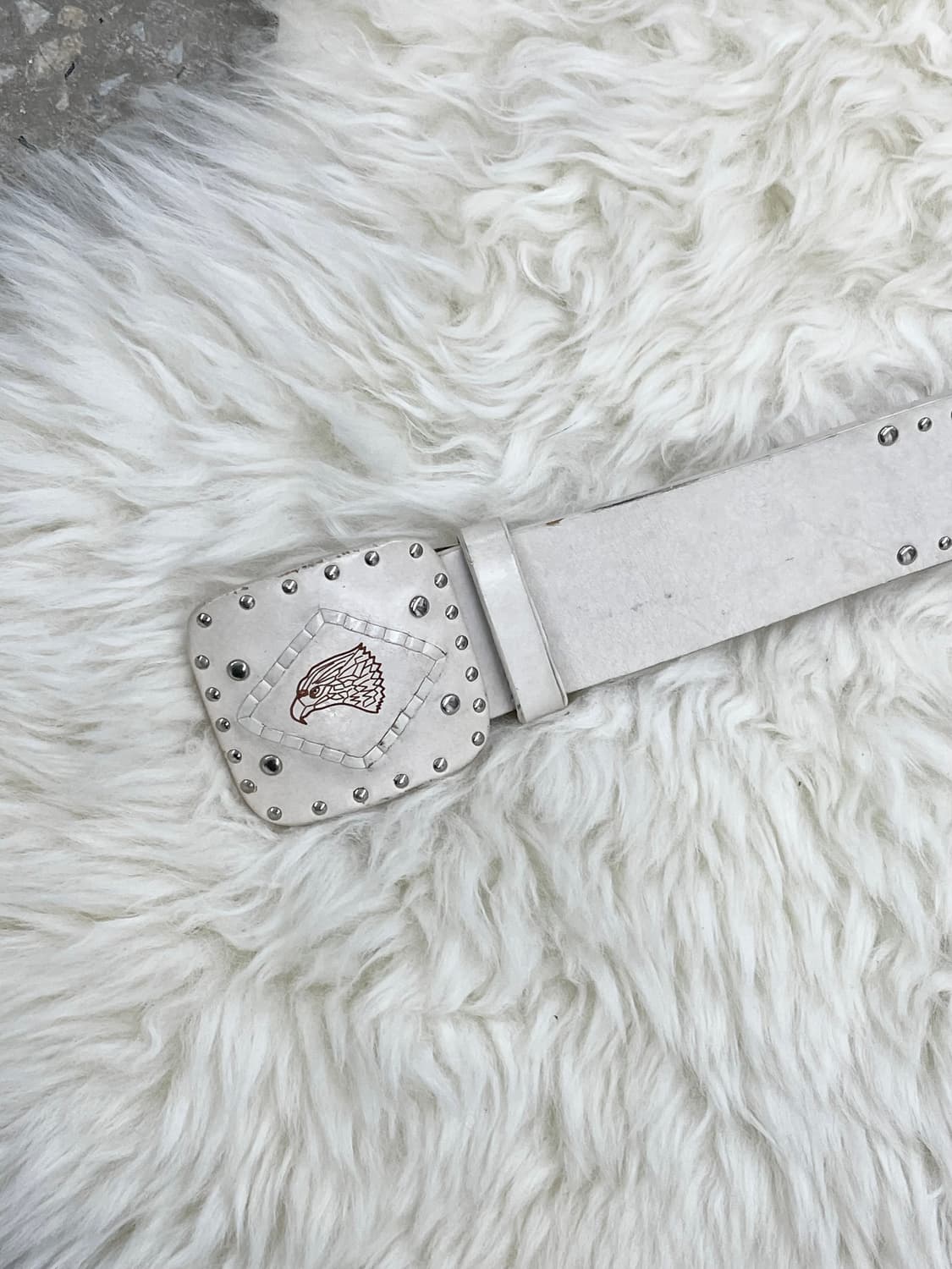 리얼레더 화이트 스터드 버클 벨트 상품이미지5