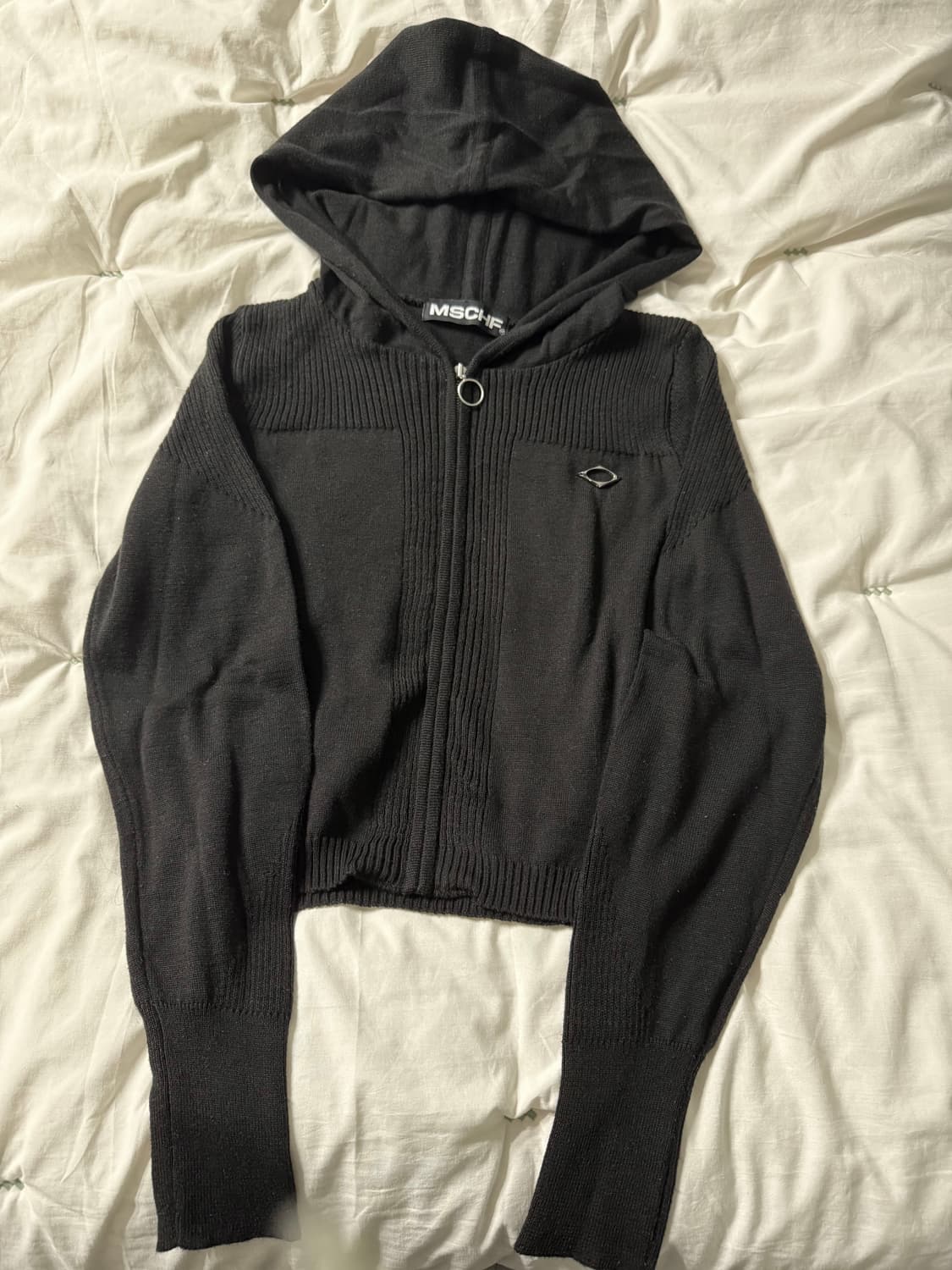 미스치프 롬버스 니트 후디 블랙 상품이미지1