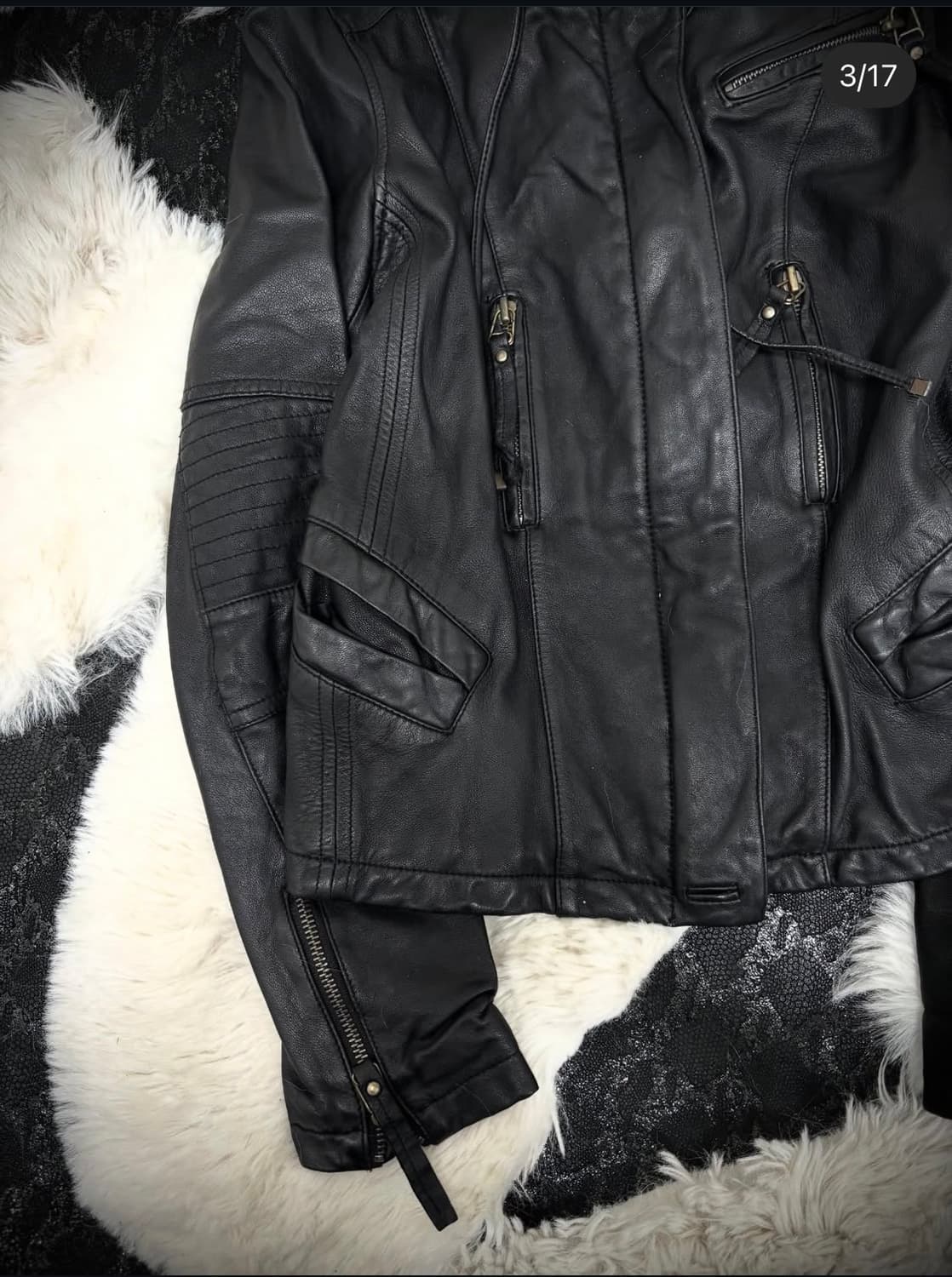 Neck button SheepSkin Leather Jacket 상품이미지2