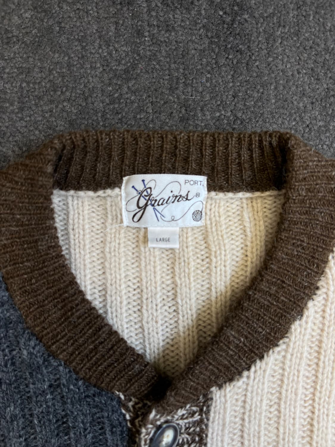 Grains 패치워크 니트 가디건 L 상품이미지3