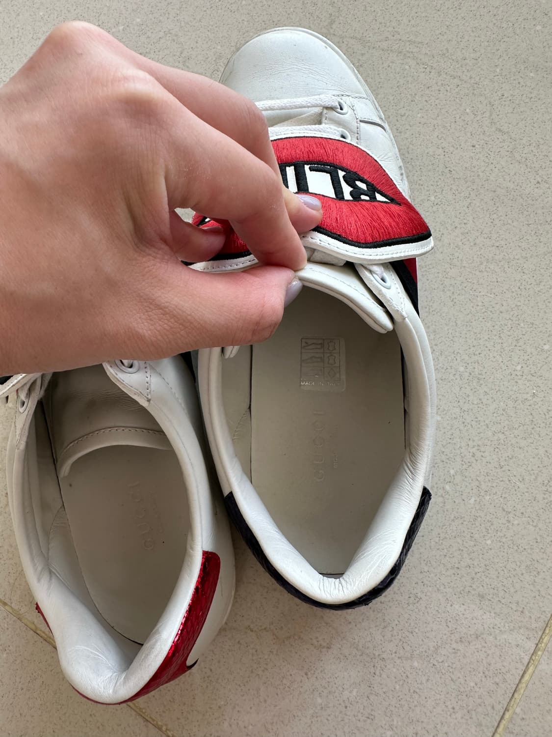 GUCCI 구찌 레더 스니커즈 (패치 탈착 가능) 운동화 단화 로퍼 플랫 상품이미지6