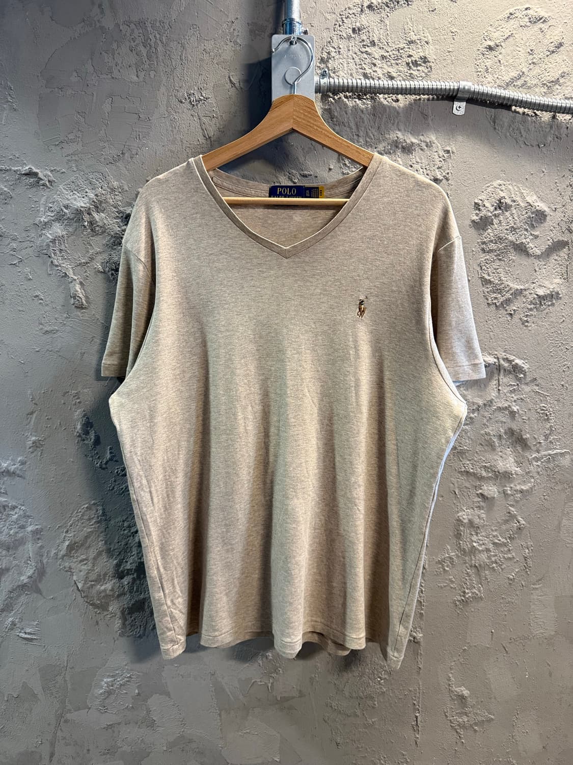 XL 폴로 랄프로렌 POLO 커스텀 브이넥 반팔 티셔츠 베이지 상품이미지1