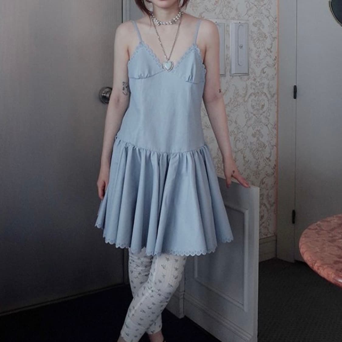 프레클 lace faux leather dress 상품이미지4