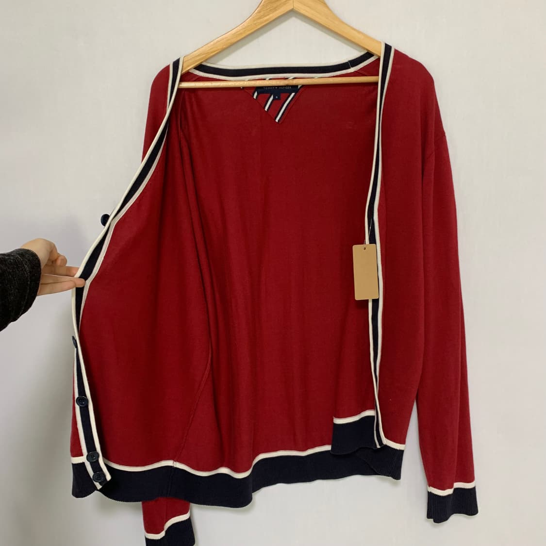 타미힐피거 버건디 가디건 XL 빈티지 남녀공용 상품이미지8