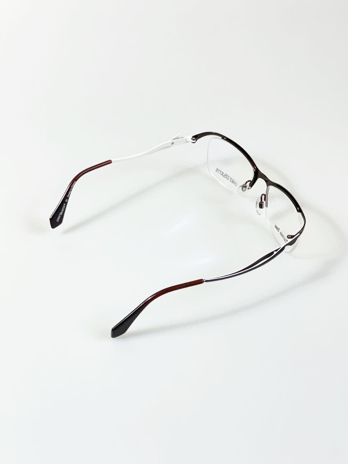 프랑스제 CHEZ COLLETE 스퀘어 반무테 빈티지 안경 상품이미지5