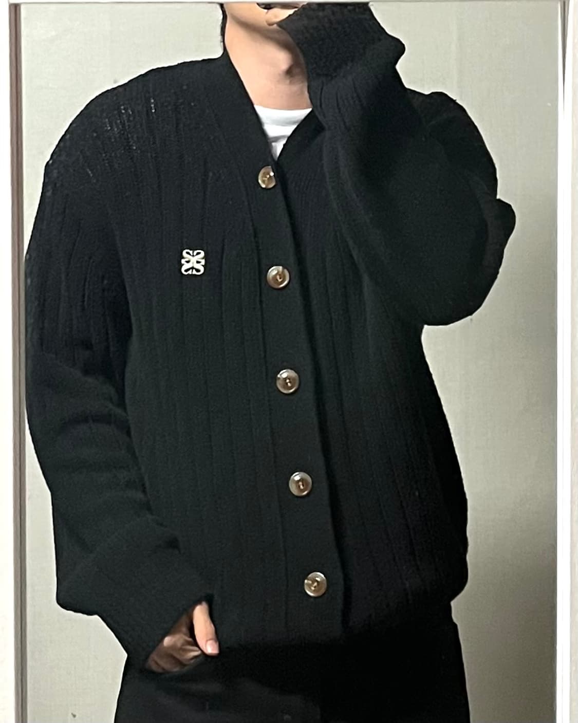 세터 부클 가디건 클래식 블랙 상품이미지2