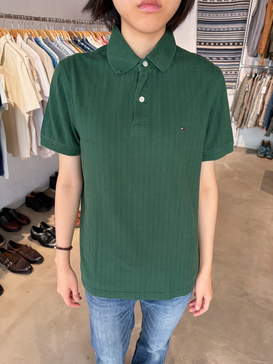 Tommy Hilfiger 자카드 카라 반팔 티셔츠 S 상품이미지2