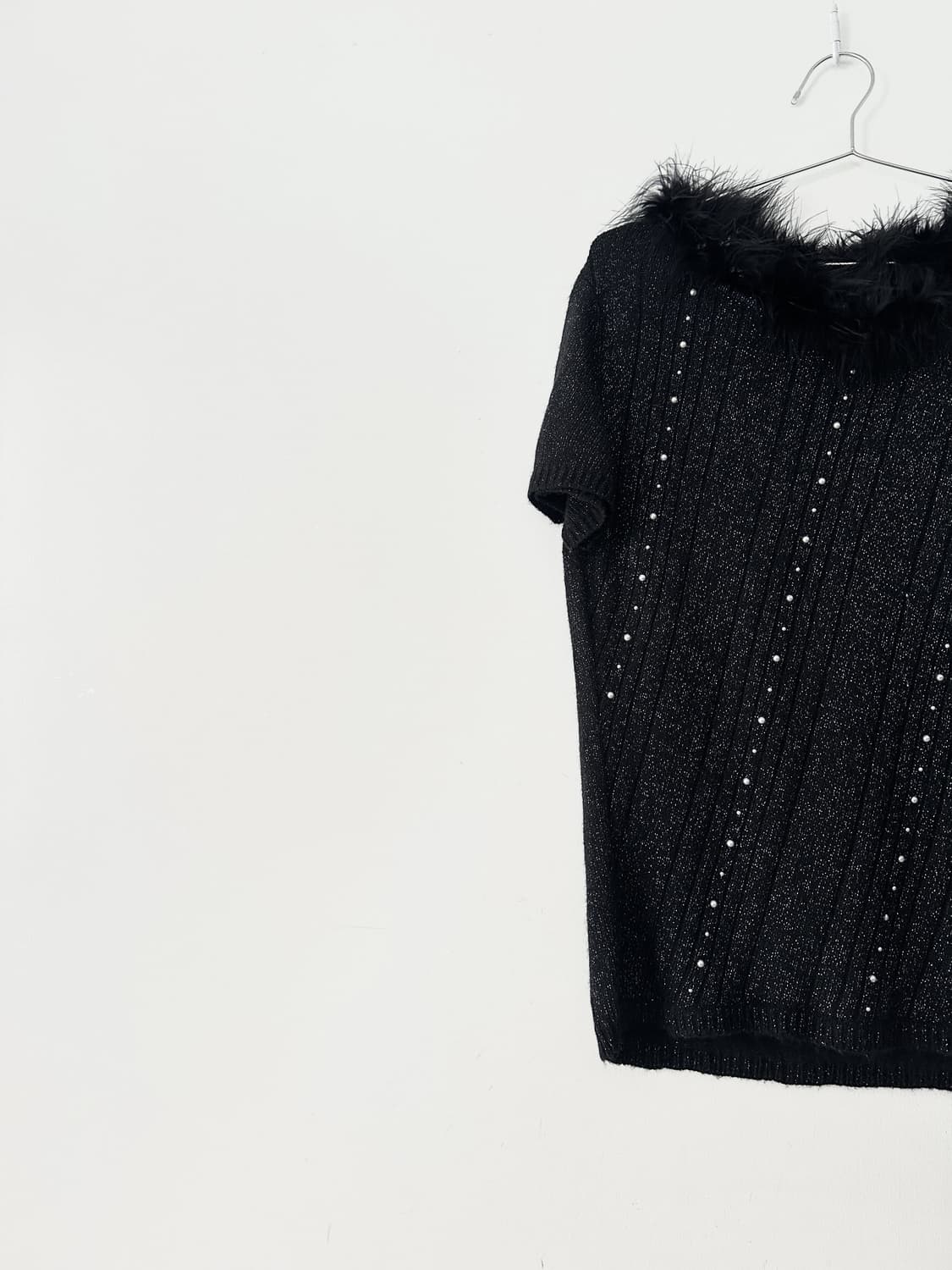 Perl glitter fur knit / black 상품이미지3