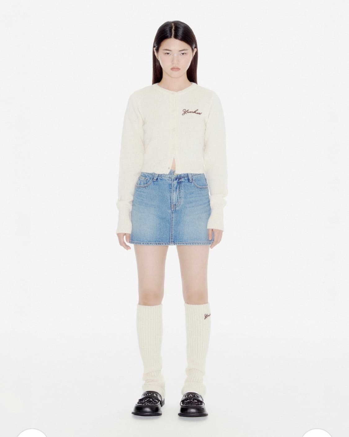 YOUHEE LETTERING DENIM MINI SKIRT BLUE 상품이미지5