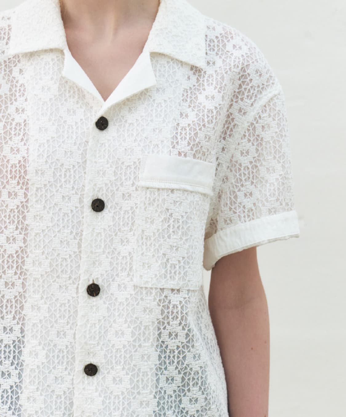 쿠메 kume lace embroidered cotton shirt 상품이미지4