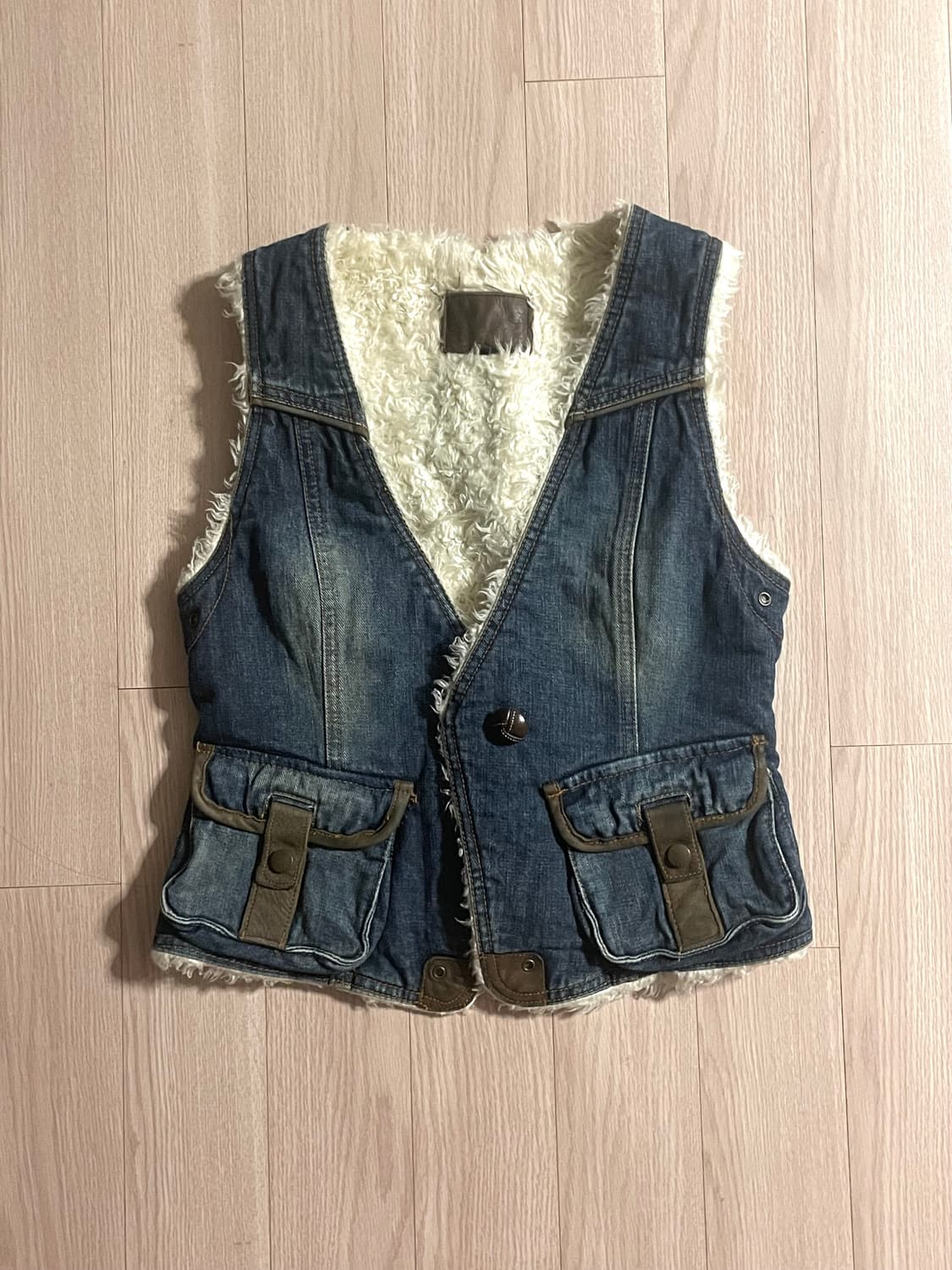 데님 퍼 조끼 상품이미지1