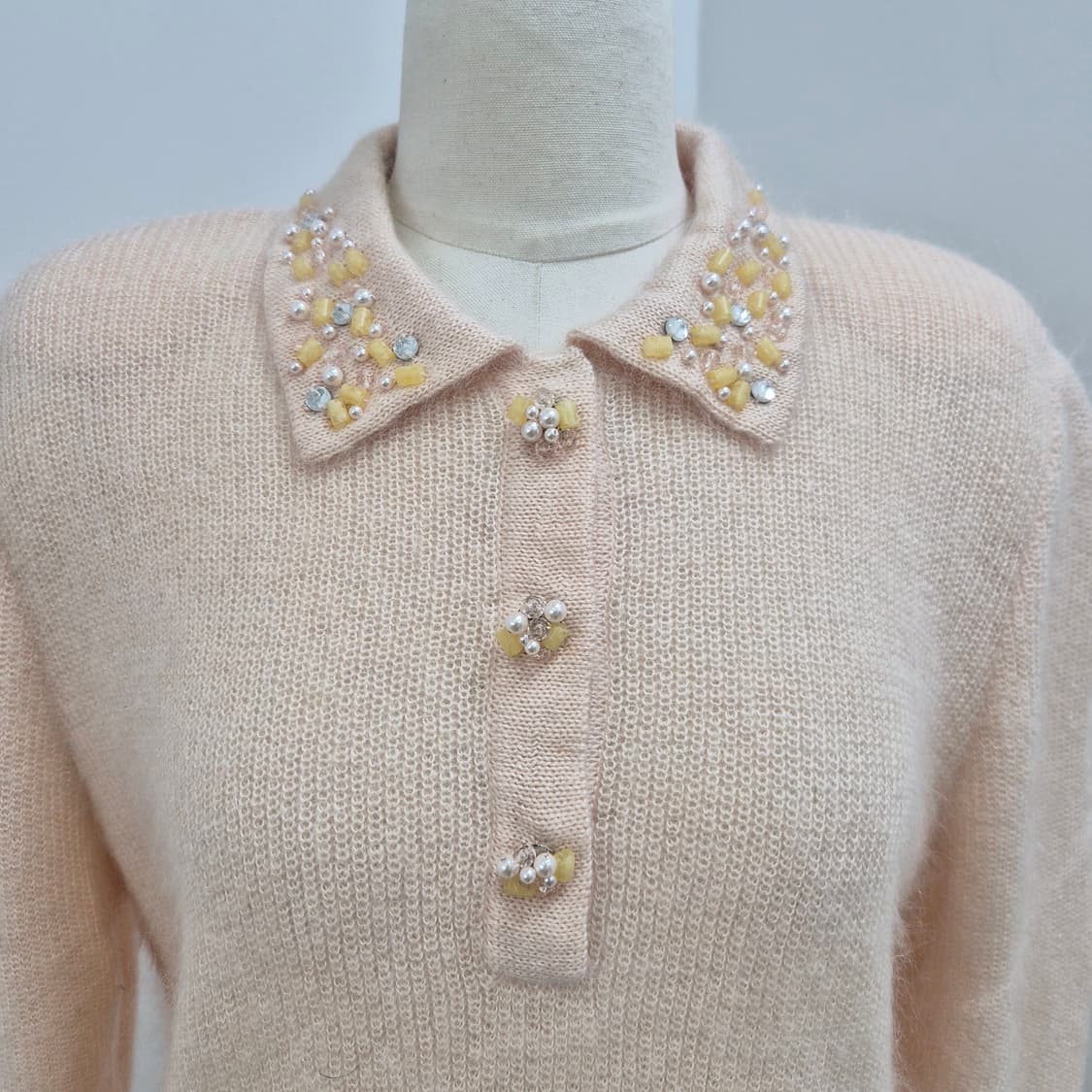 러블리핑크 비즈카라 울 실크 니트 상품이미지4