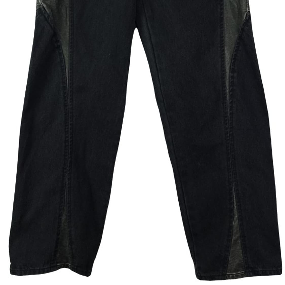 [비슬로우 퍼플] 레더 도킹 바이커 데님 팬츠 청바지 M17993 상품이미지5