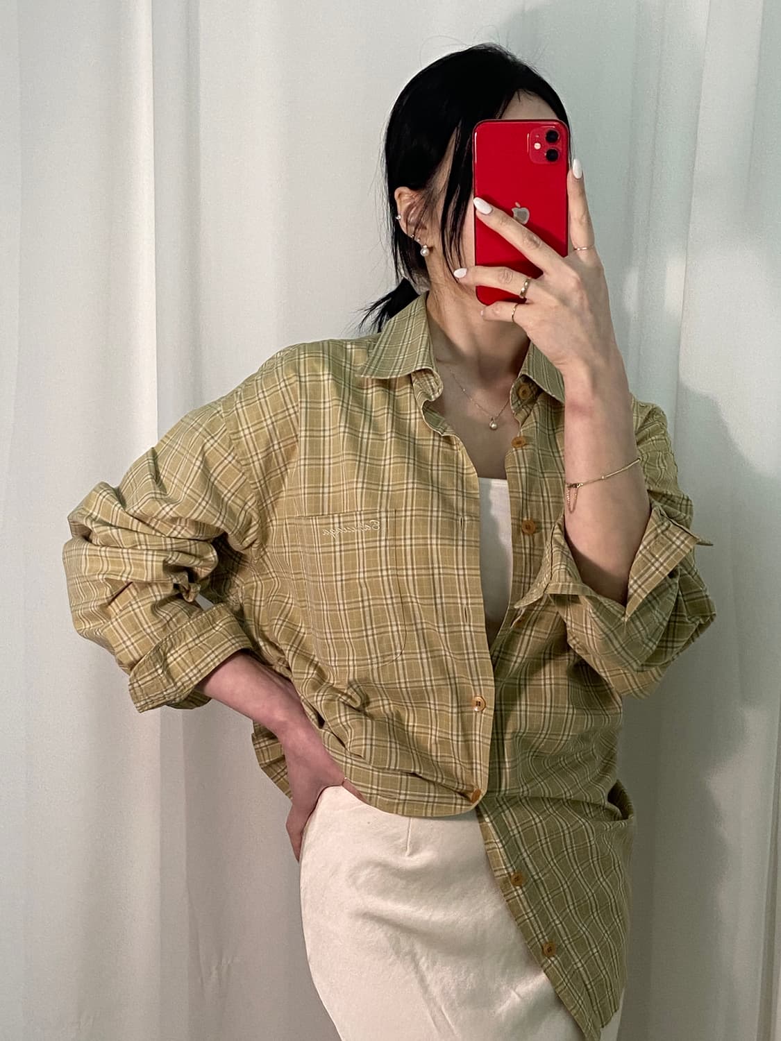 발렌시아가 로고플레이 체크 셔츠 상품이미지2