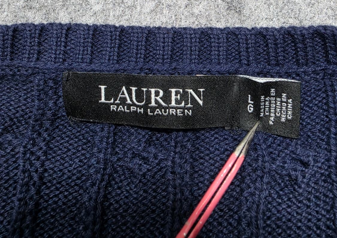 로렌 랄프로렌 금장 버튼 트림 케이블 니트 스웨터 L 큐알택 상품이미지5
