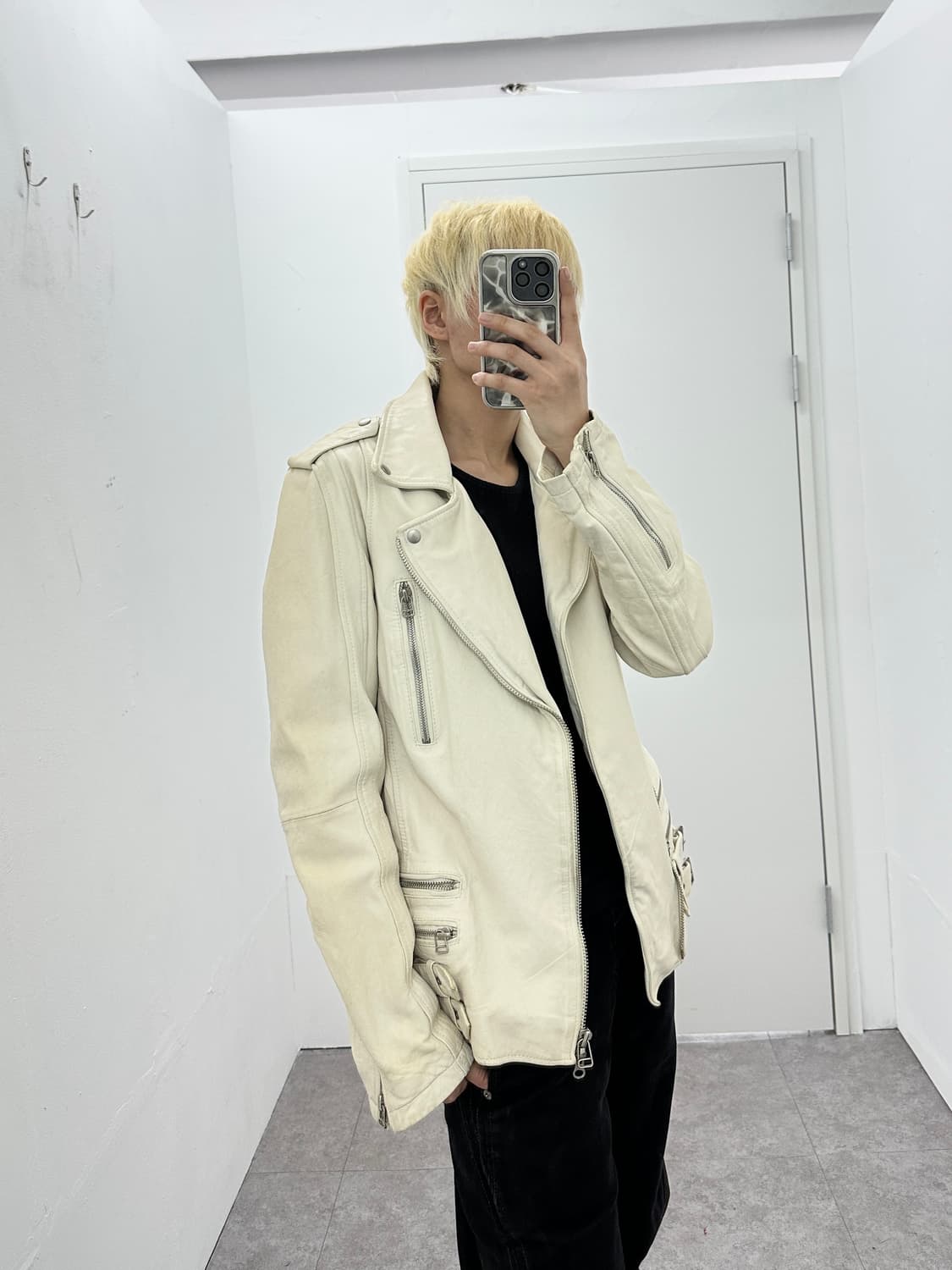 Lambs leather 2way zipper datail jacket 상품이미지9
