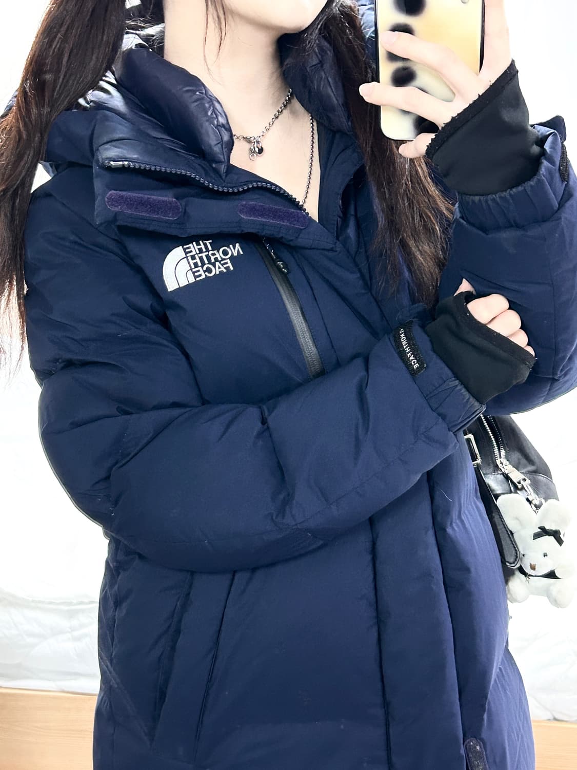 노스페이스 익스플로링 네이비 덕다운 롱패딩 상품이미지4