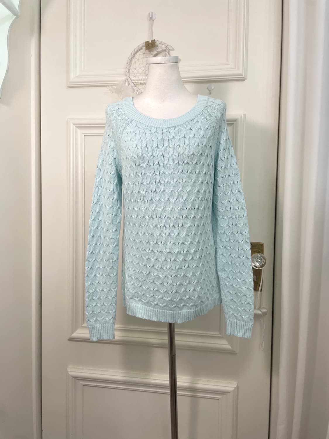 mint crochet point reglan cotton sweater 상품이미지1