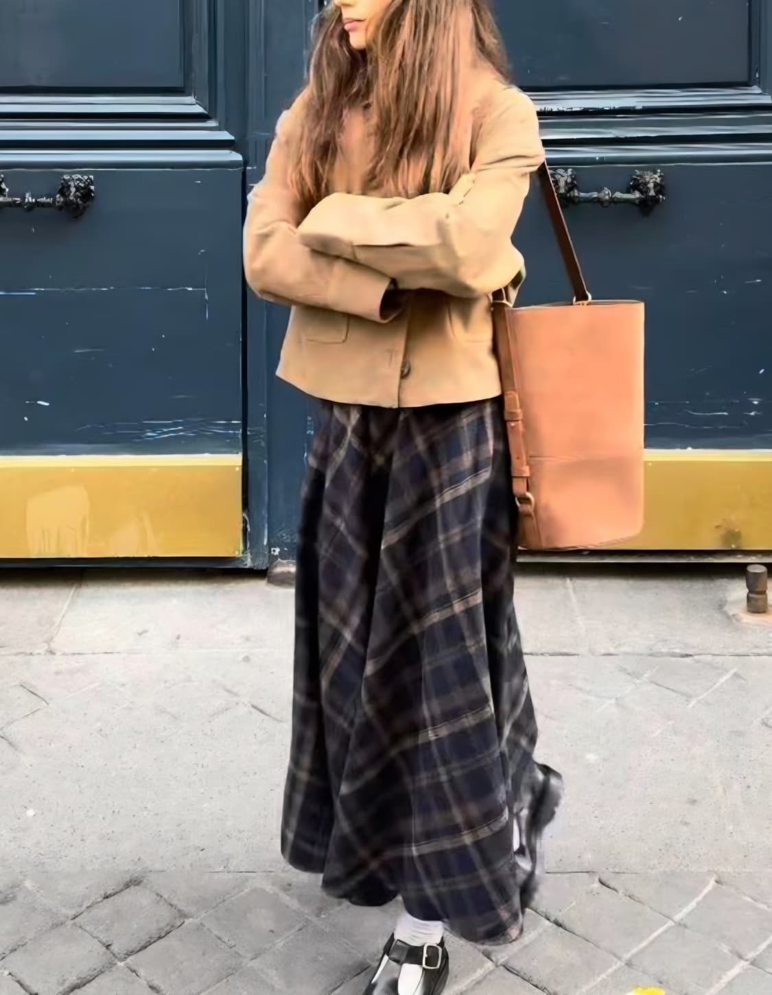 일본빈티지 하구미 모리걸 겨울 롱치마 체크 스커트 아오이유우 상품이미지4