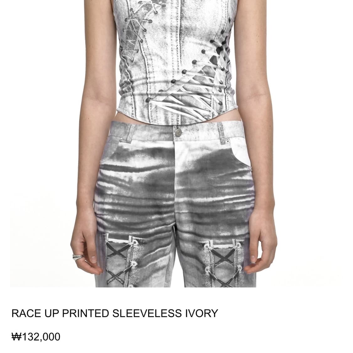 SET•나체 RACE UP PRINTED SLEEVELESS+PANTS 상품이미지3