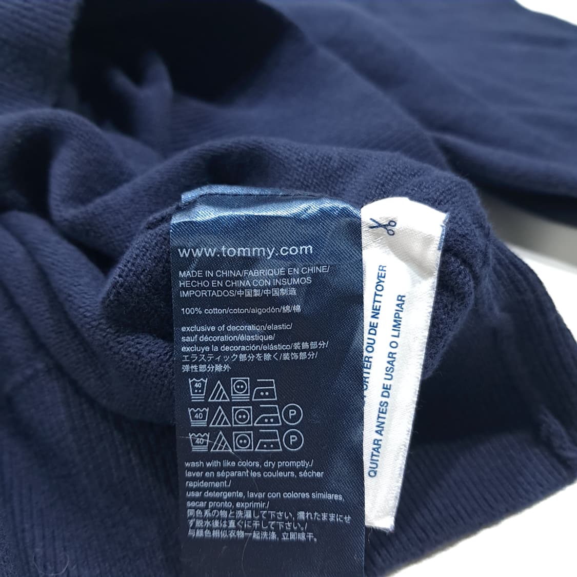 CL219 L 타미힐피거 코튼 삼색테이핑 네이비 브이넥 니트 스웨터 상품이미지5
