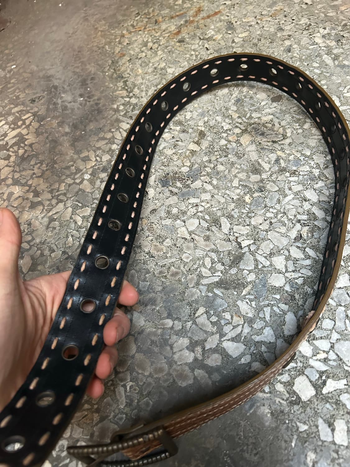 2000s JPN 브라운 파이톤 레더 벨트 상품이미지3