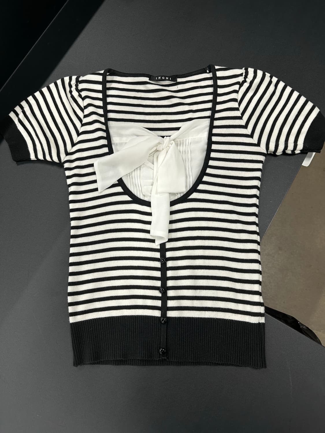 일본 vtg 스트라이브 리본 반팔 브이넥 니트 갸루 모리걸 상품이미지4