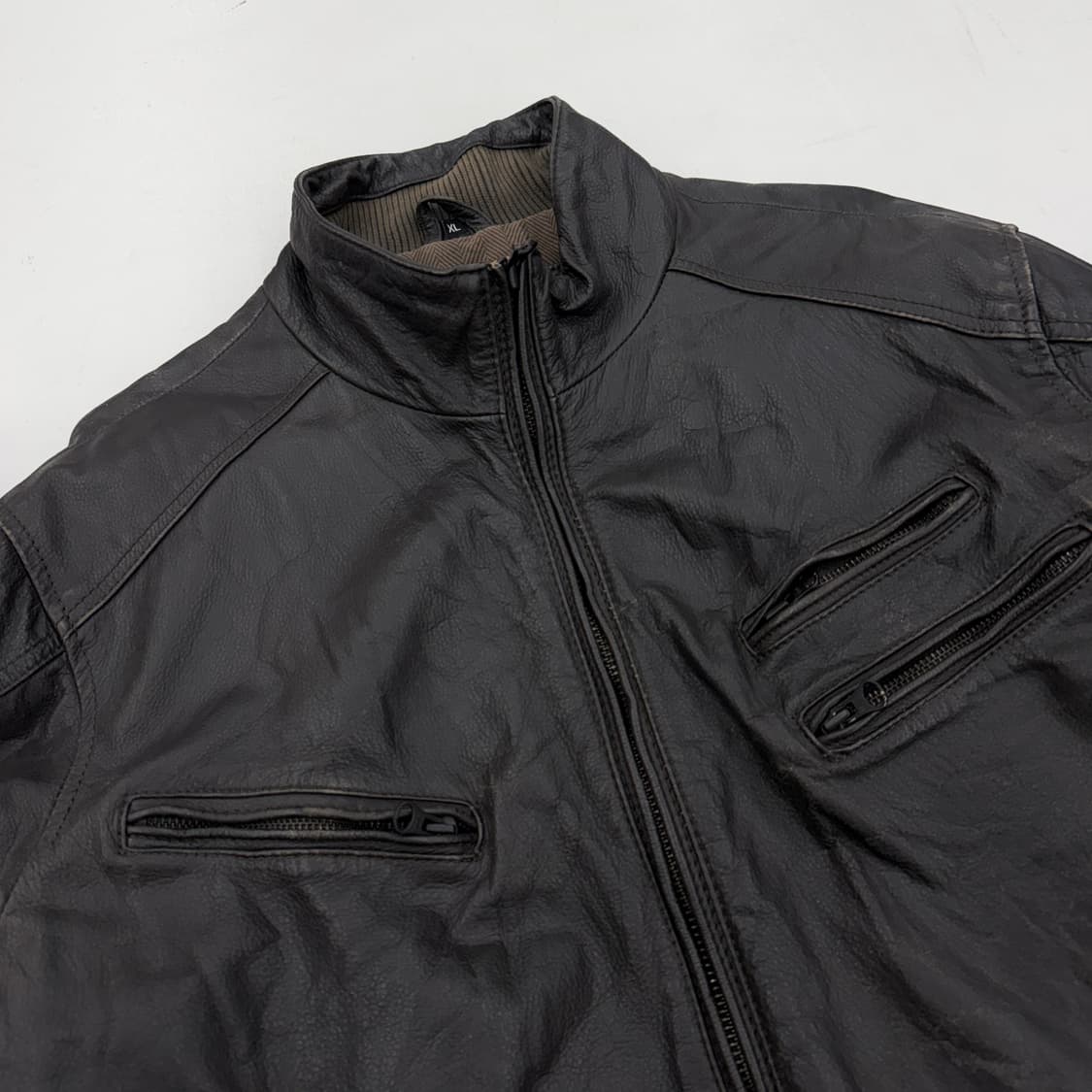 로카웨어 리얼레더 멀티지퍼 하이넥 바이커 자켓 상품이미지3