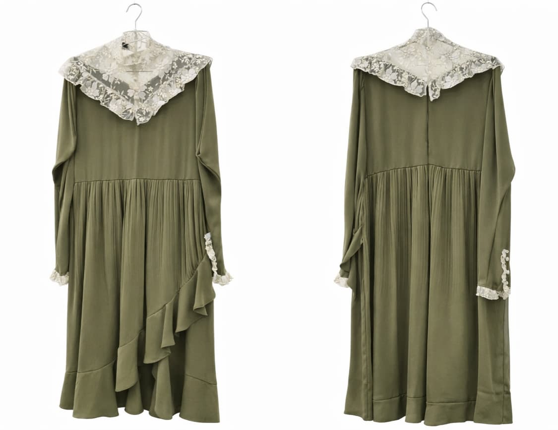 듀이듀이 레이스 카라 프릴 롱원피스 드레스 상품이미지2