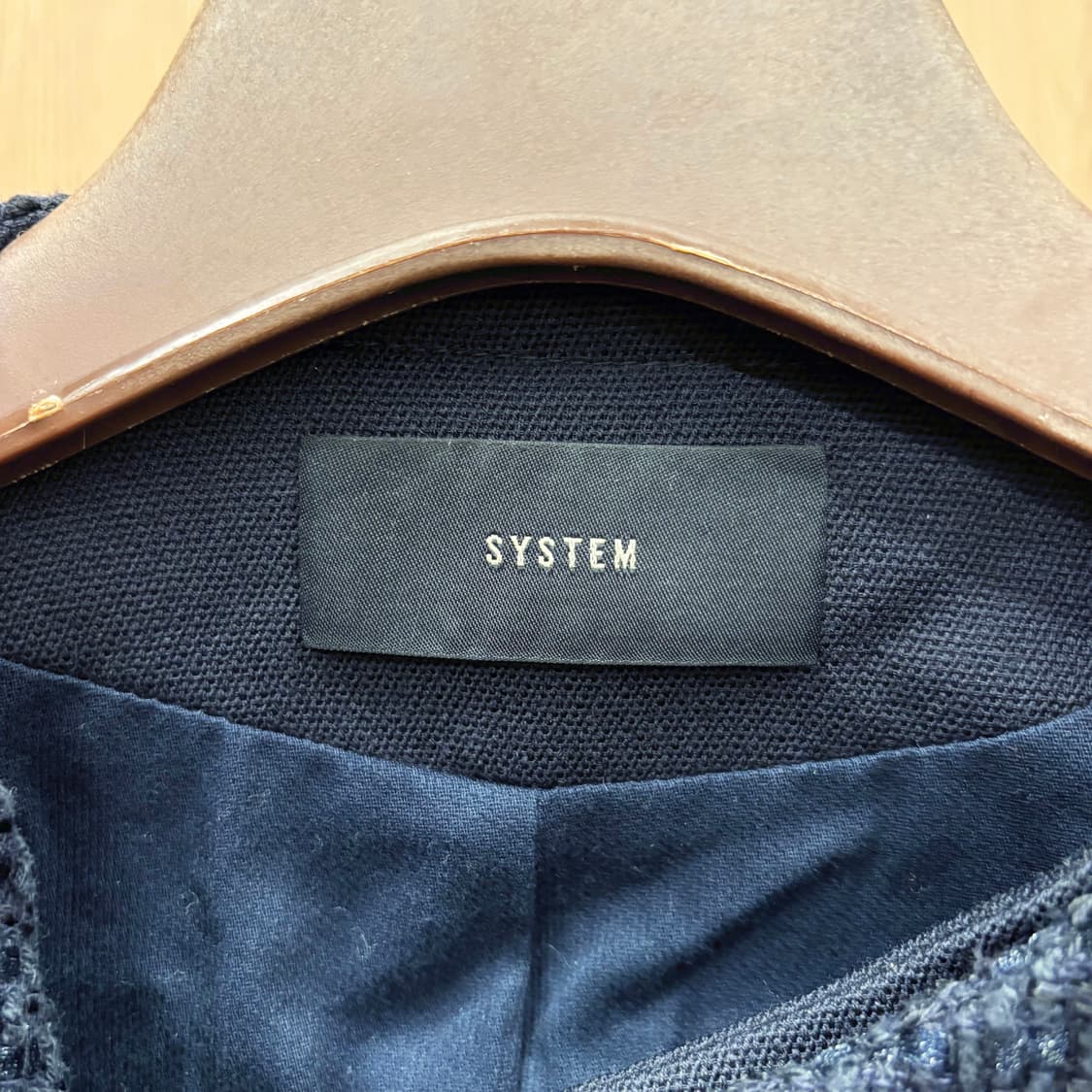 시스템 집업 트위드 자켓 메탈 지퍼 퀄팅 배색 레이어드 디테일 네이비 상품이미지7