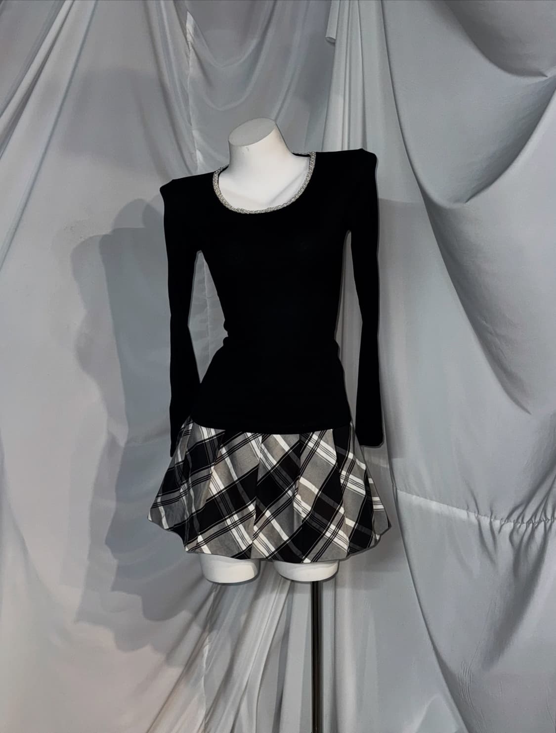 데일리 무채색 체크 유카리깔 코디세트 상품이미지3