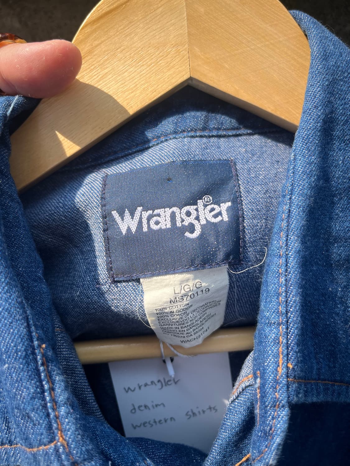 빈티지 Wrangler 데님 웨스턴 셔츠 L 상품이미지4