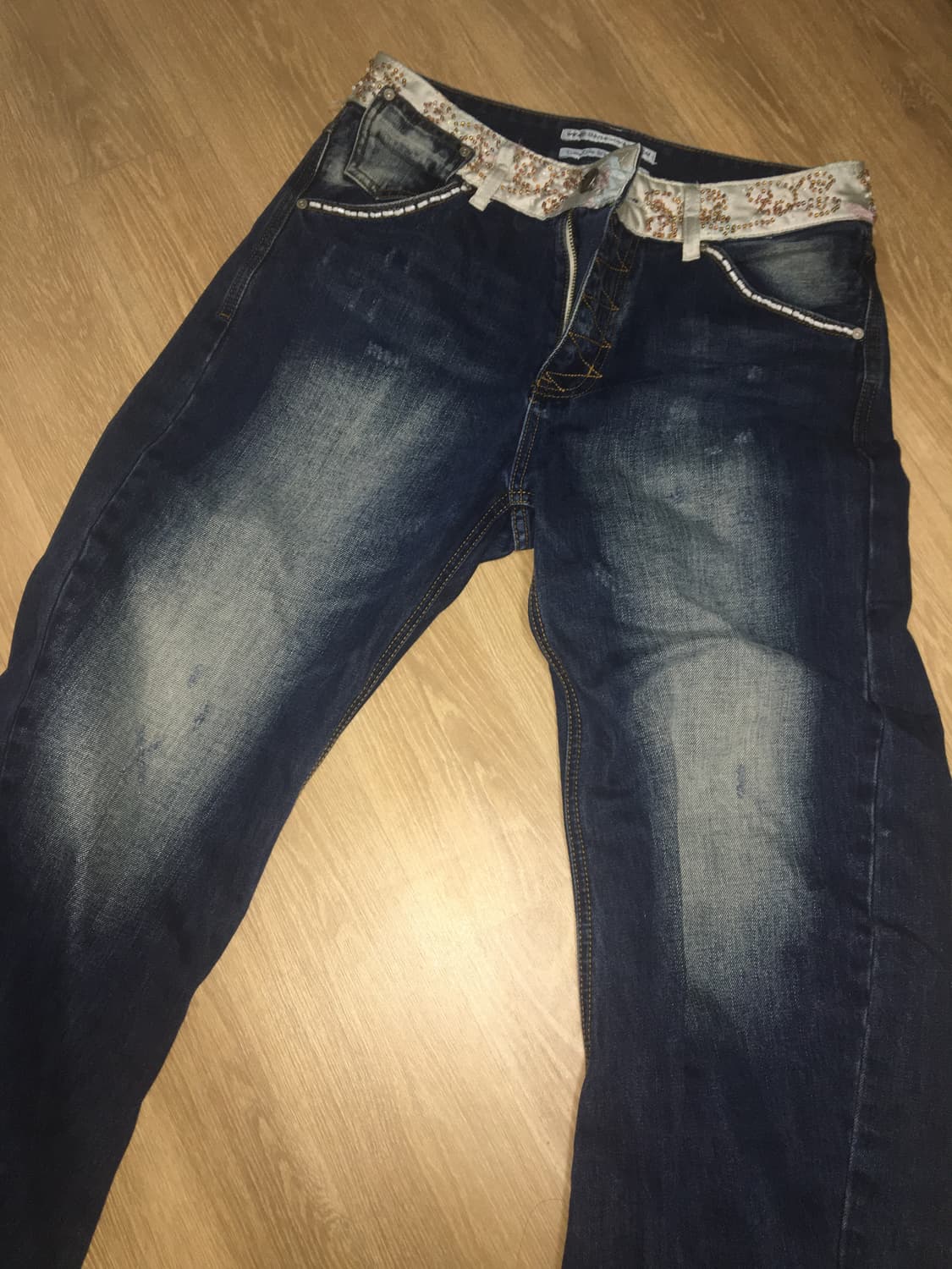 스컬프터Beaded Waist Denim Pants Indigo Blue 상품이미지2