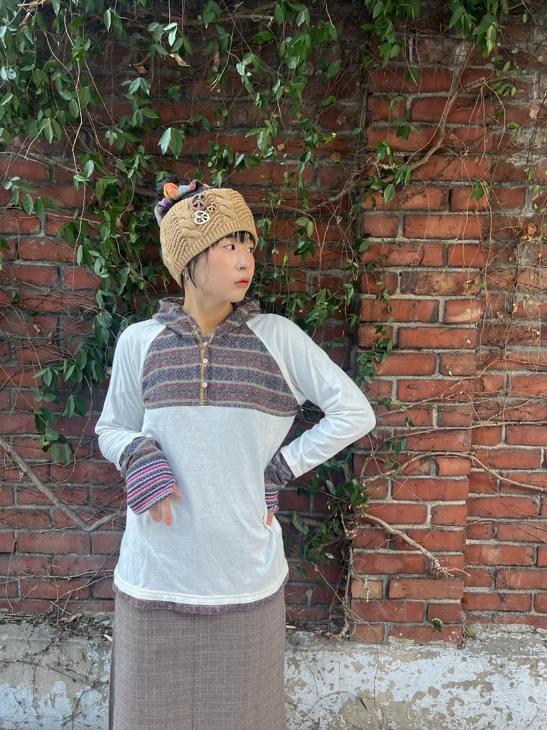 핸드워머 포인트 후드 롱슬리브 상품이미지2