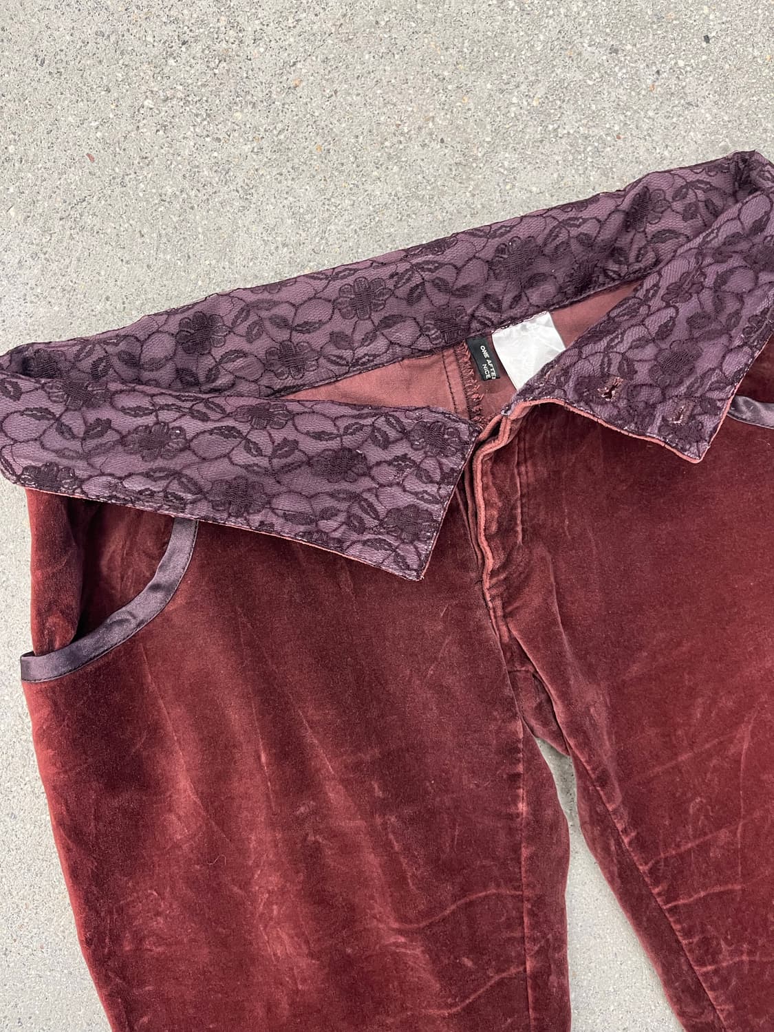 버건디 벨벳 하이웨스트 팬츠 상품이미지3