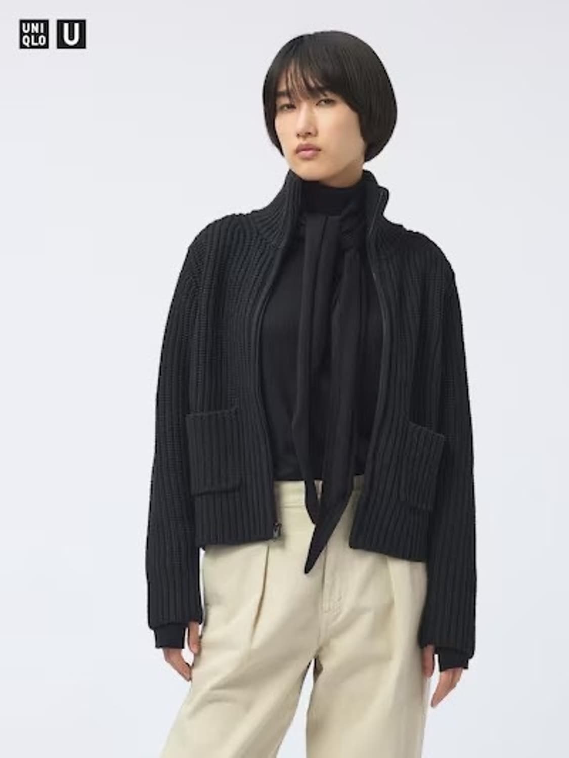 유니클로U 집업가디건 블랙 M 새상품 상품이미지1