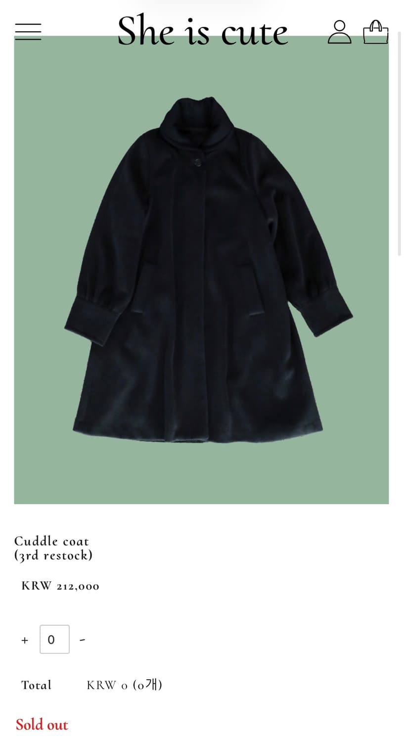 쉬이즈큐트 커들 코트 블랙 / cuddle coat black 상품이미지7