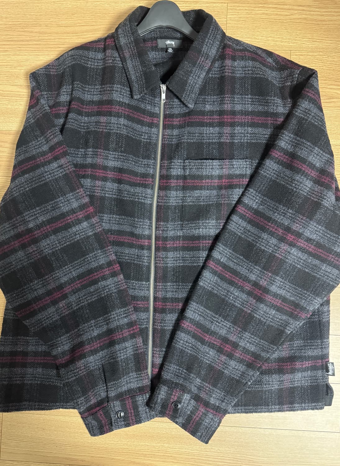 스투시 리드 울 플래이드 집업 셔츠 블랙 reed wool plaid 상품이미지2