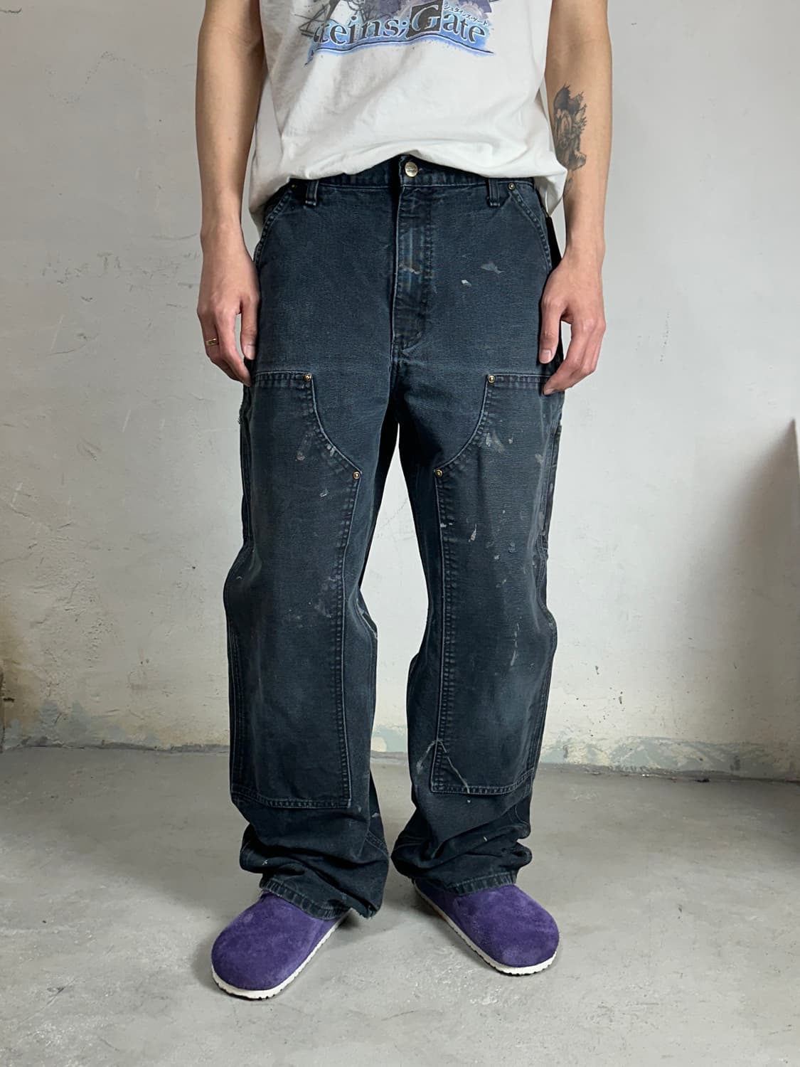 OG 칼하트 B136 더블니 팬츠 칼하트 썩블니 블랙 상품이미지3