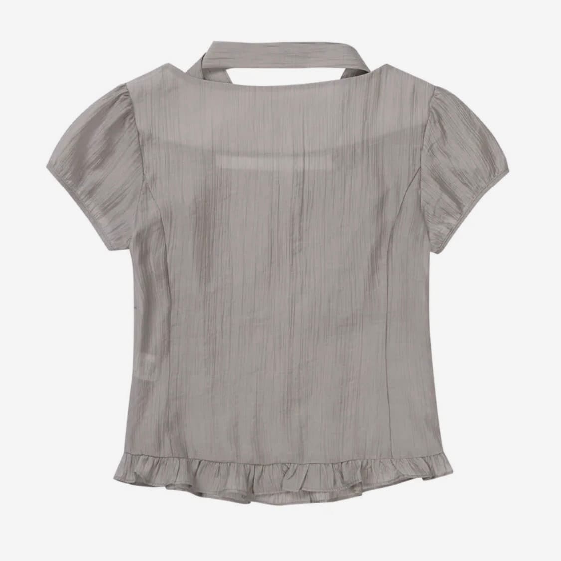 일리고 리본 타이 스퀘어넥 블라우스 그레이 상품이미지2