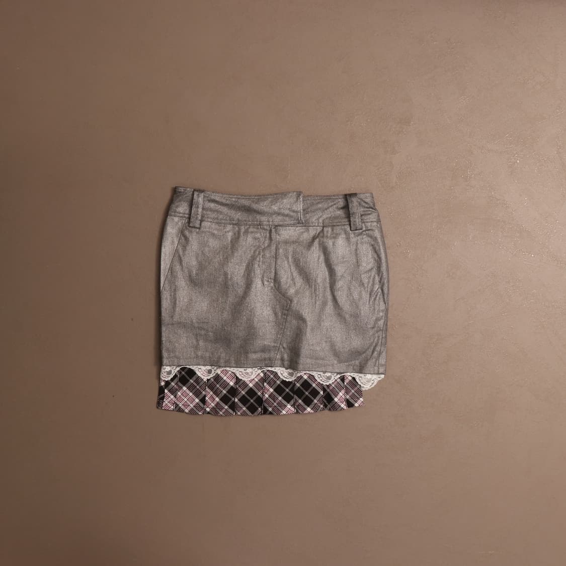 일본빈티지 코팅 레이어드 레이스 미니스커트 A738 상품이미지1