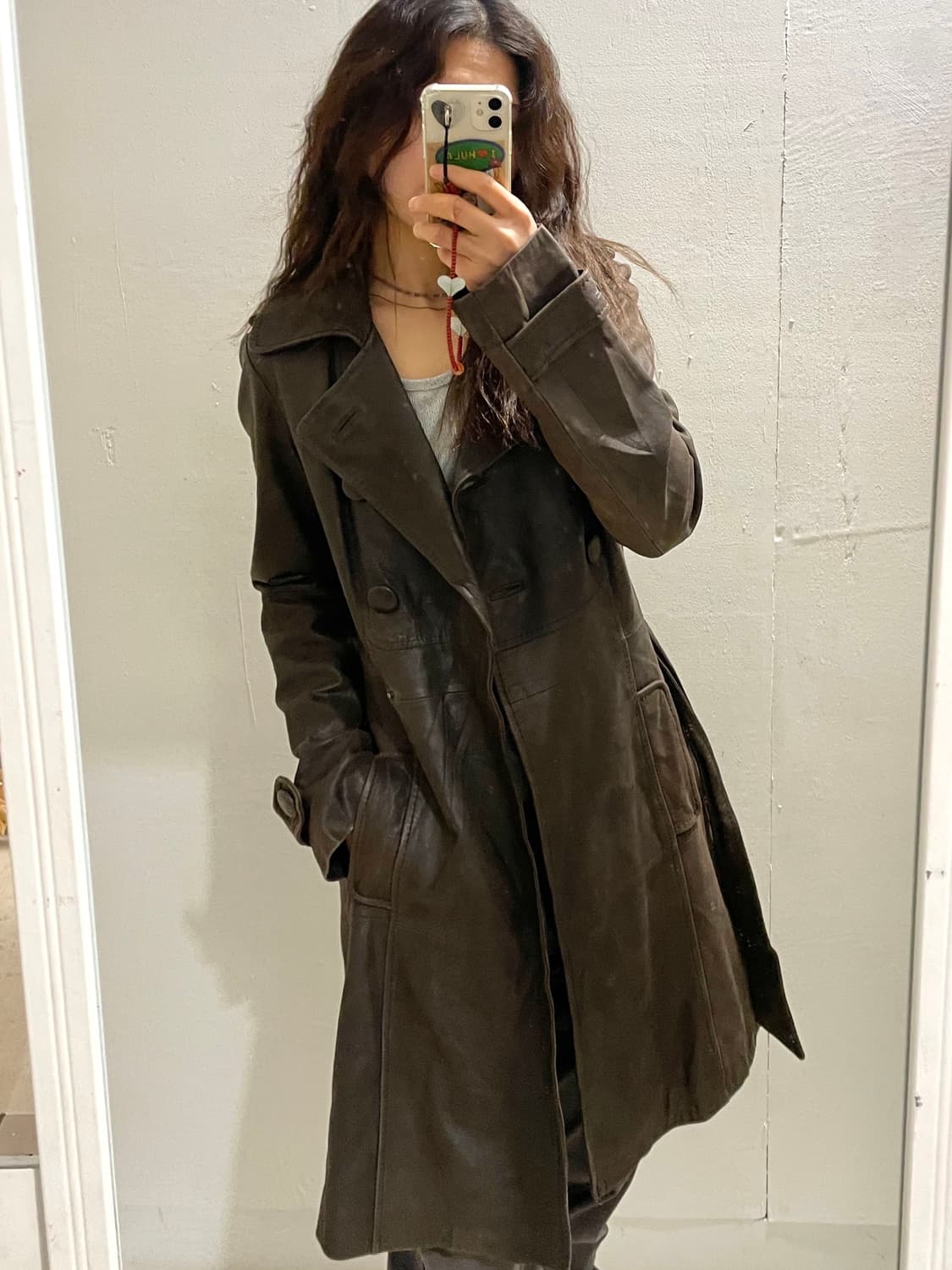 일본 빈티지 양가죽 트렌치 코트 상품이미지2
